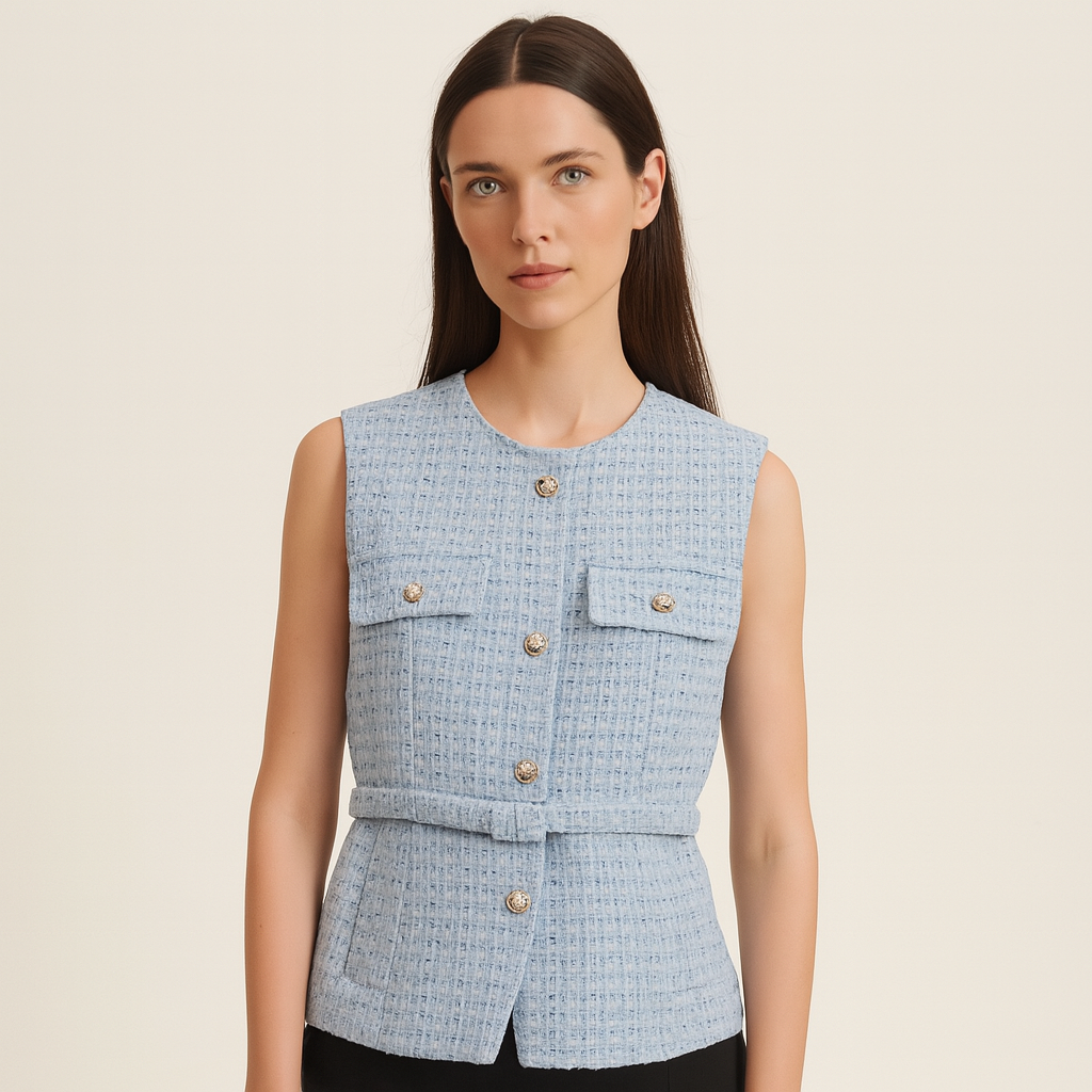 Tweed vest met riem Nu 1+1 Gratis