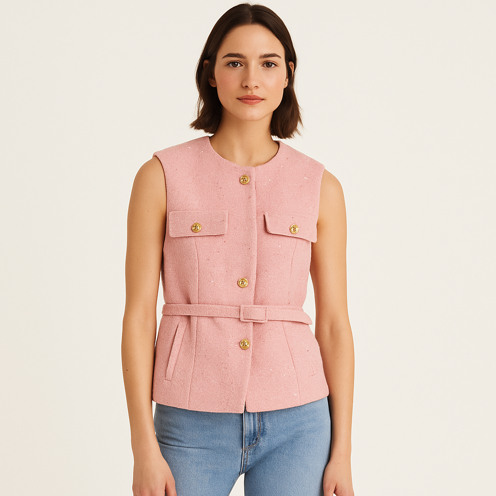 Tweed vest met riem Nu 1+1 Gratis