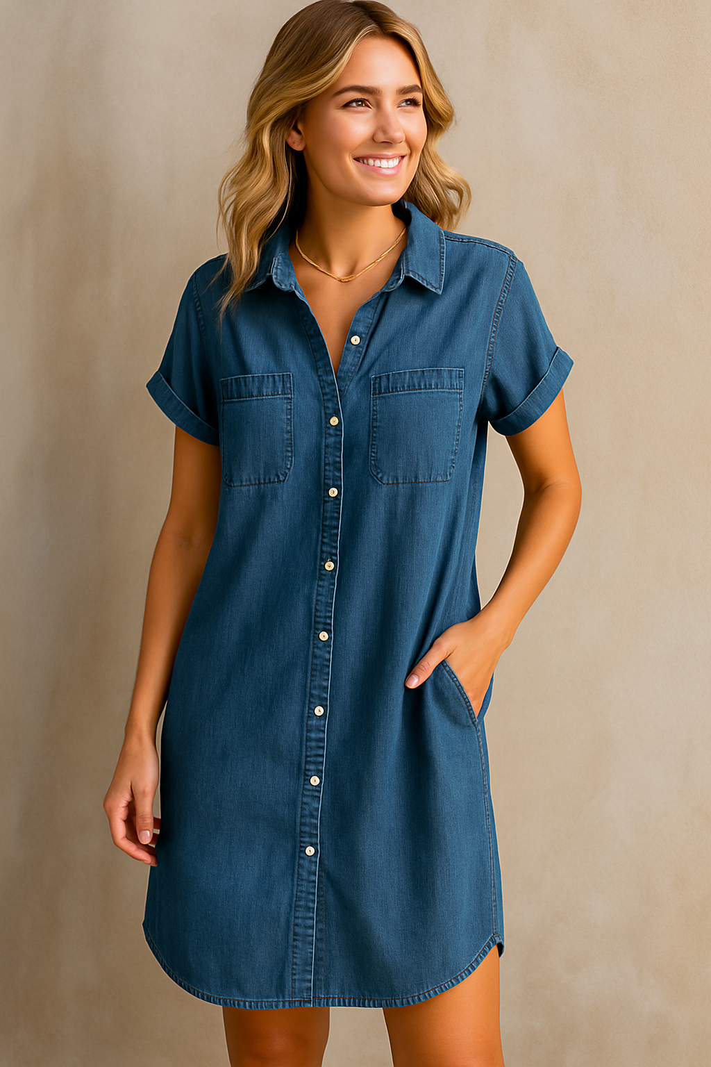 Denim Midi-Jurk